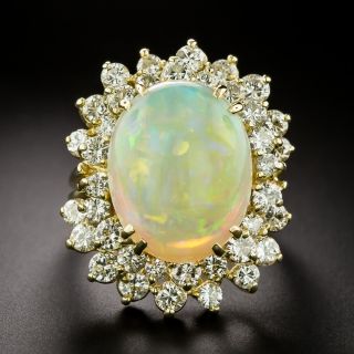 Vintage 1980s Opal and Diamond Cluster Ring - 2