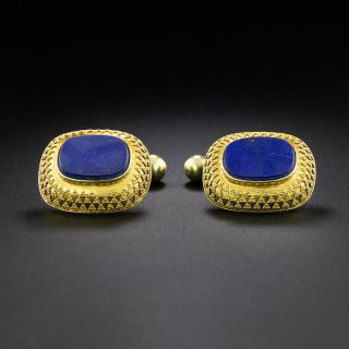 Vintage Lapis Cushion-Shaped Cufflinks - 1