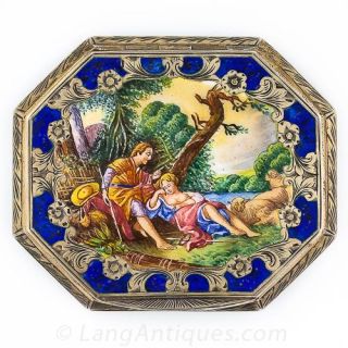 Vintage Swiss Enamel Compact - 2